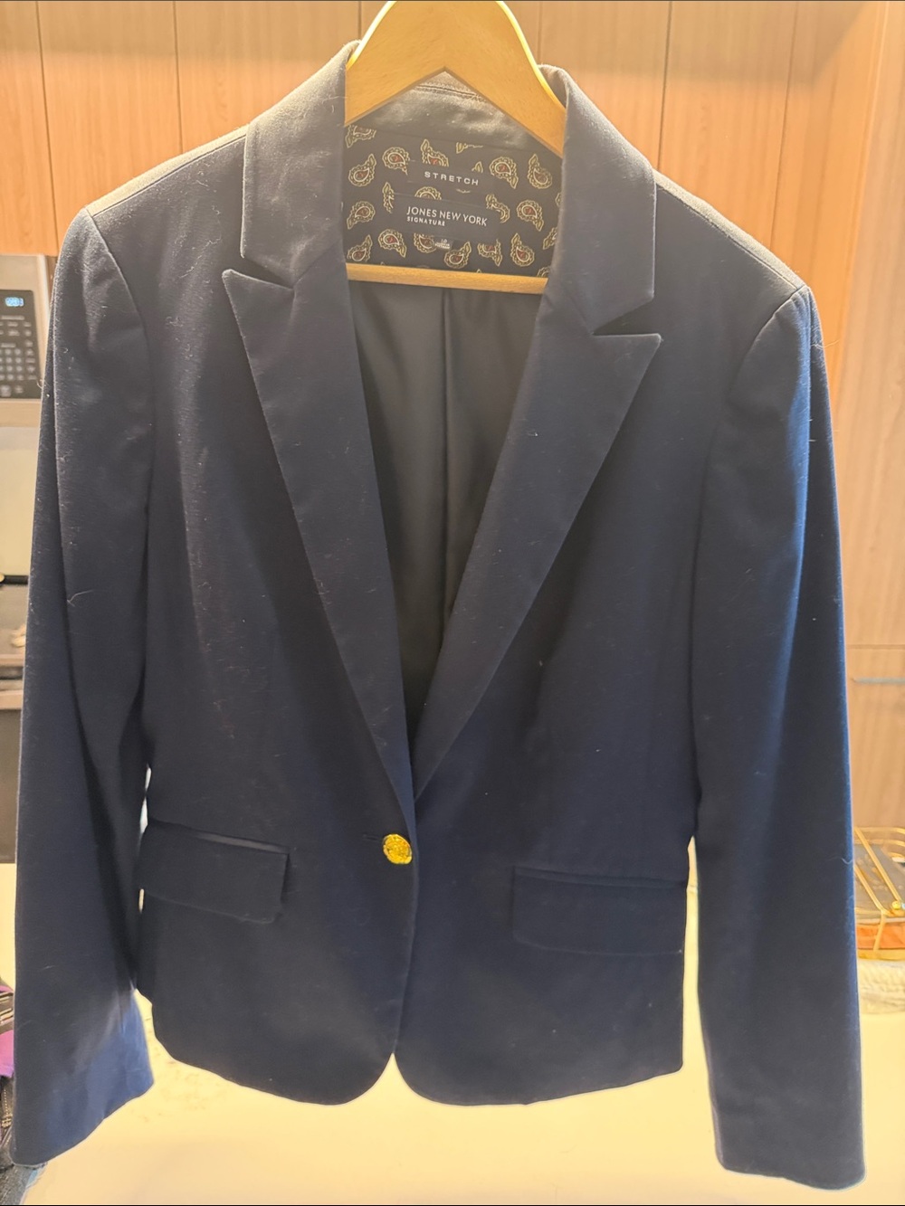 Jones New York Navy Blazer with Gold Button